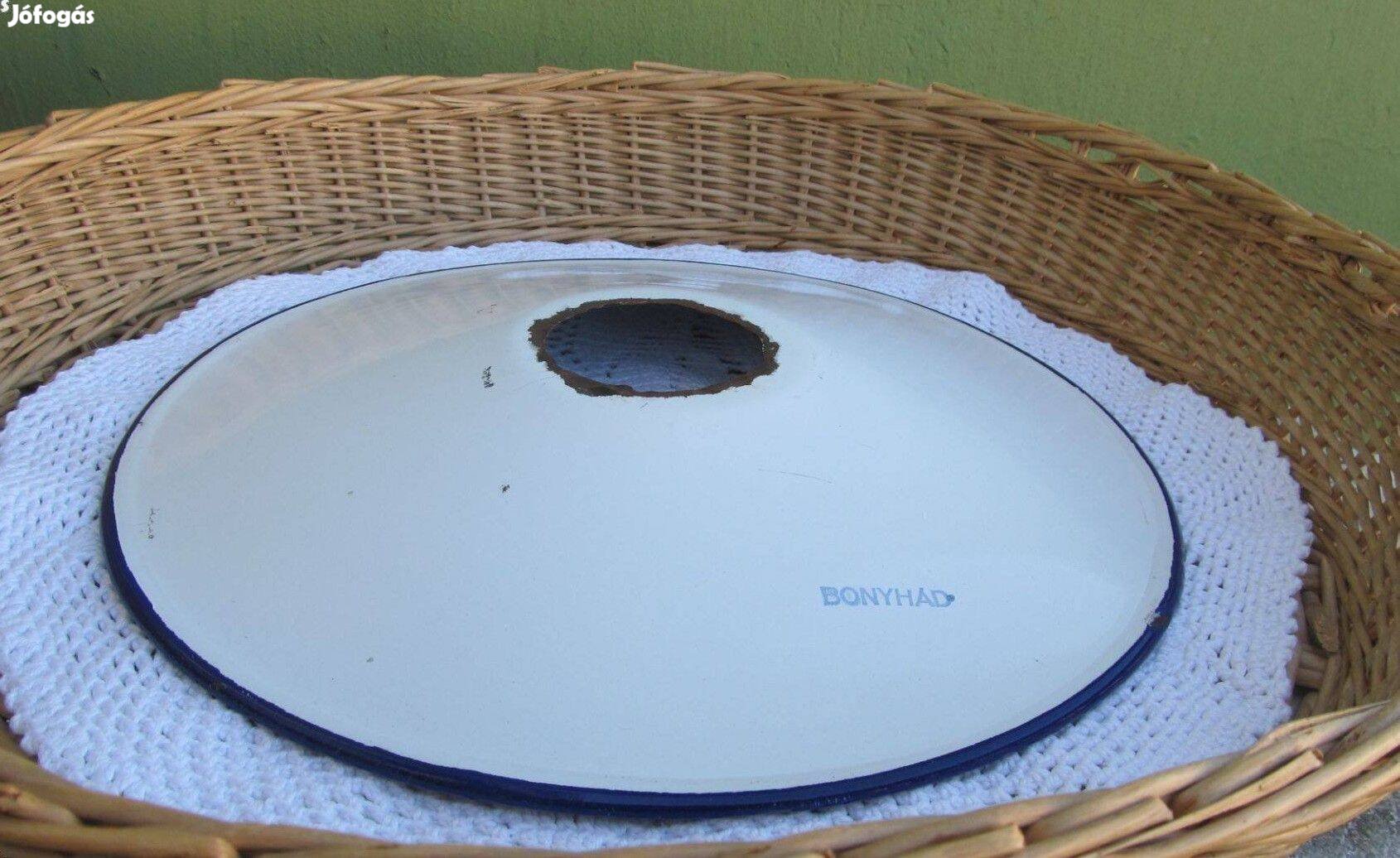 Régi Bonyhádi fehér kék csíkos zománcos tányérbúra
