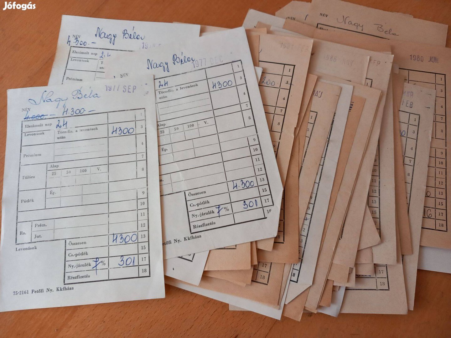 Régi Danuvia Gépgyár bérfizetési jegyzék csomag 10db