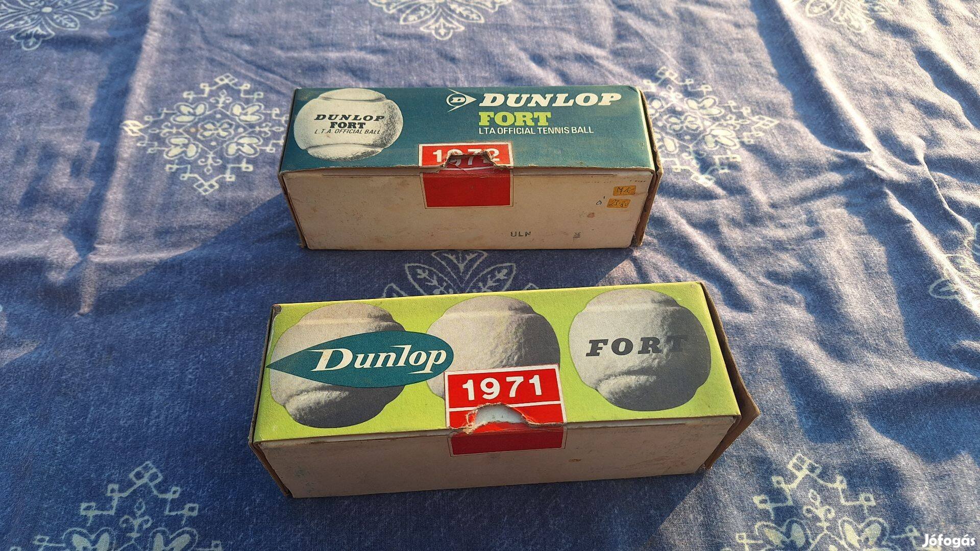 Régi Dunlop teniszlabda , Retro fehér tenisz sport labdák dobozaikban