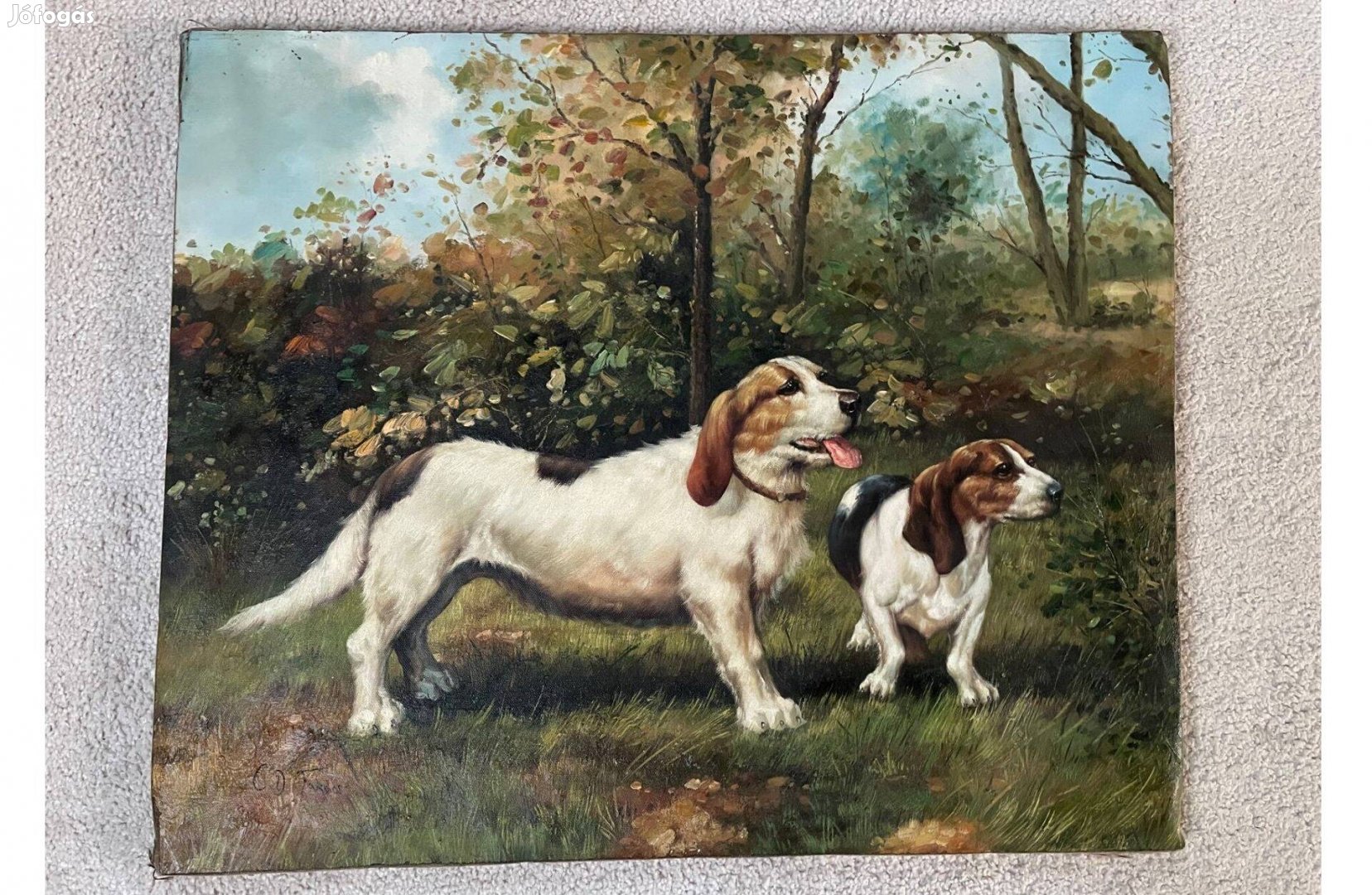 Régi Festmény Eladó vadász kutyák