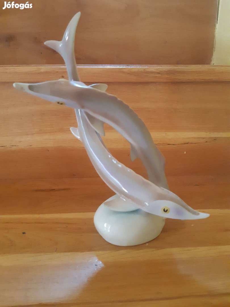 Régi Hollóházi porcelán hal figura nipp szobor retro