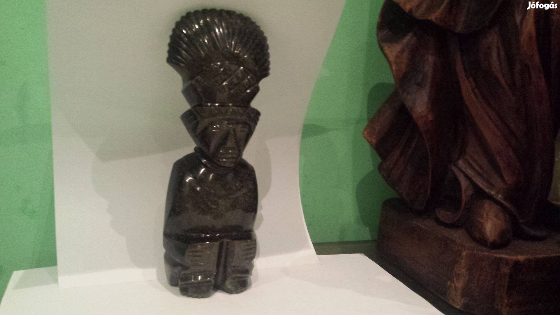 Régi Indián indai buddha azték arany obszidián szobor szobrocska elad
