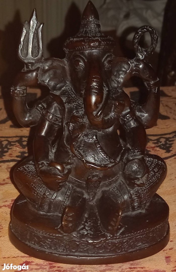 Régi Jó Állapotú Indiai Ganesha Buddha Szobor