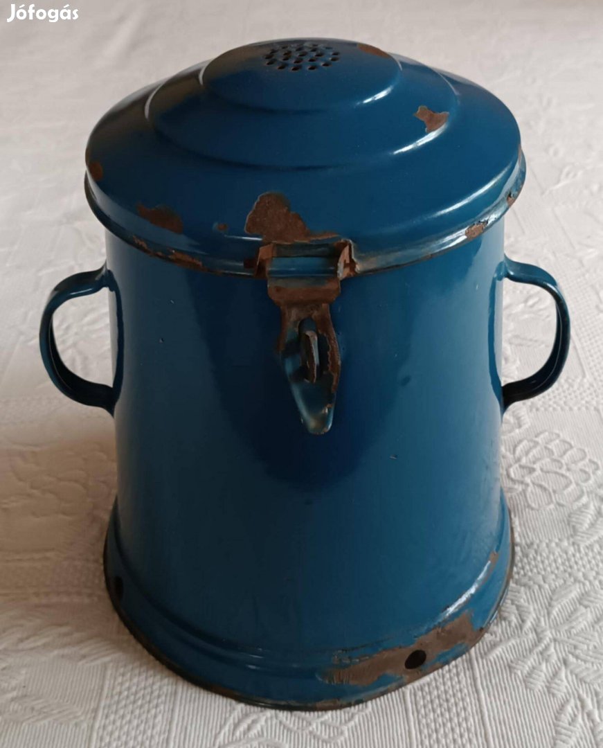 Régi Kék Bonyhádi 5 Literes Zománcos Zsíros Bödön Véndő