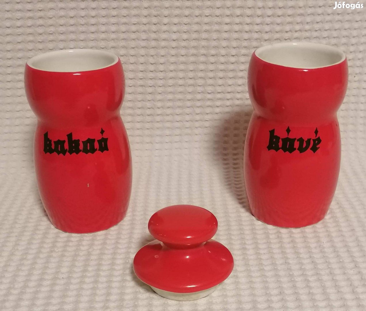 Régi Kispesti Gránit Kávé Kakaó Piros Fűszertartó