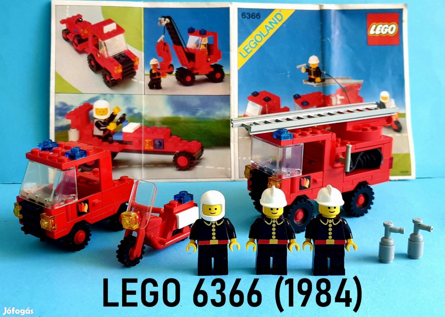 Régi LEGO Legoland 6366 Fire & Rescue Squad (1984), útmutatóval
