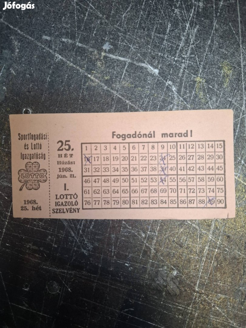 Régi Lottó szelvényt.
