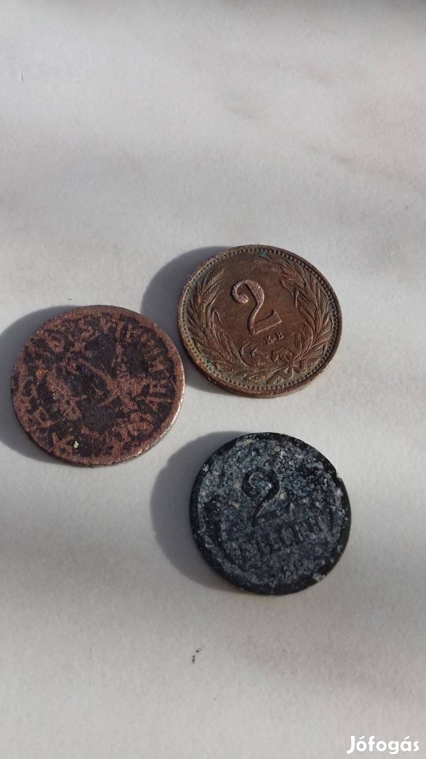 Régi Magyar 2 fillér a 3db egybe 1910-ből