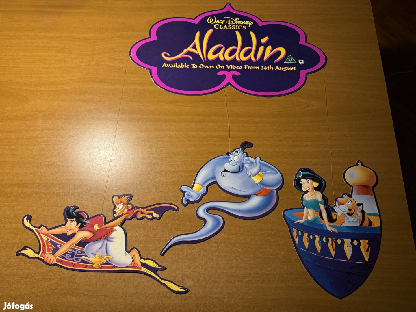 Régi Micimackó VHS függő karton reklám, display