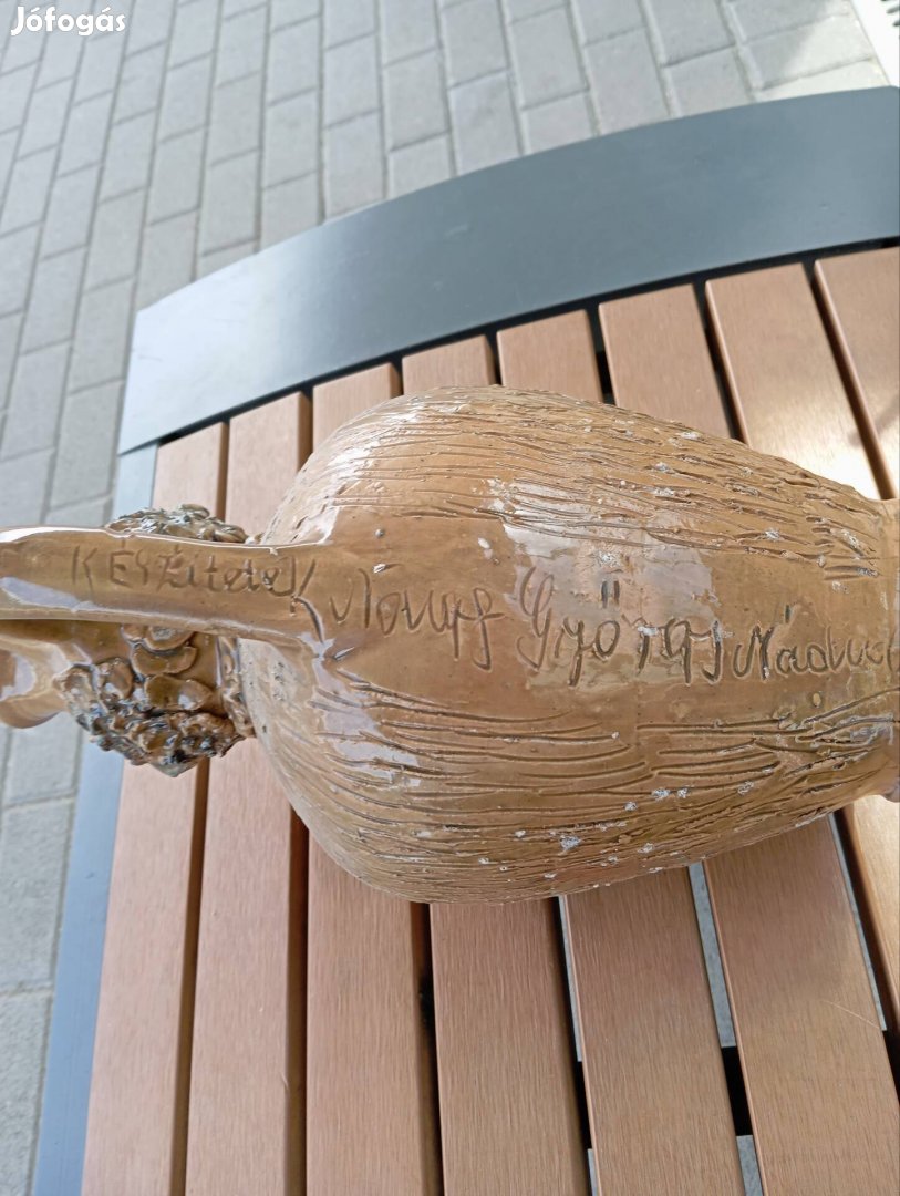 Régi Miksa Kancsó iparművészeti Ikebana szárázvirágtartó váza.