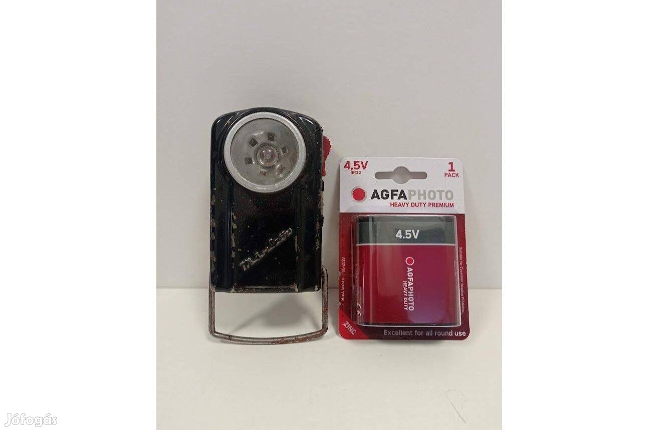 Régi Mirköz vasutas - rendőr két színű elem lámpa zseb lámpa