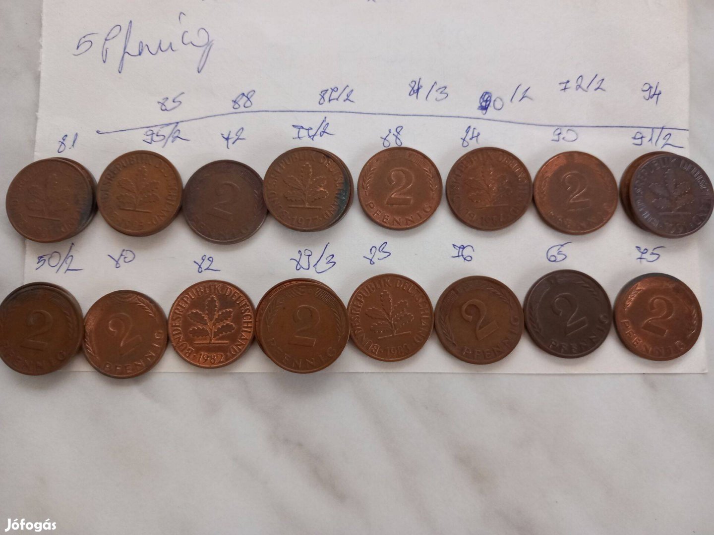 Régi NSZK 2 pfennig fém pénz 10db-os csomagba