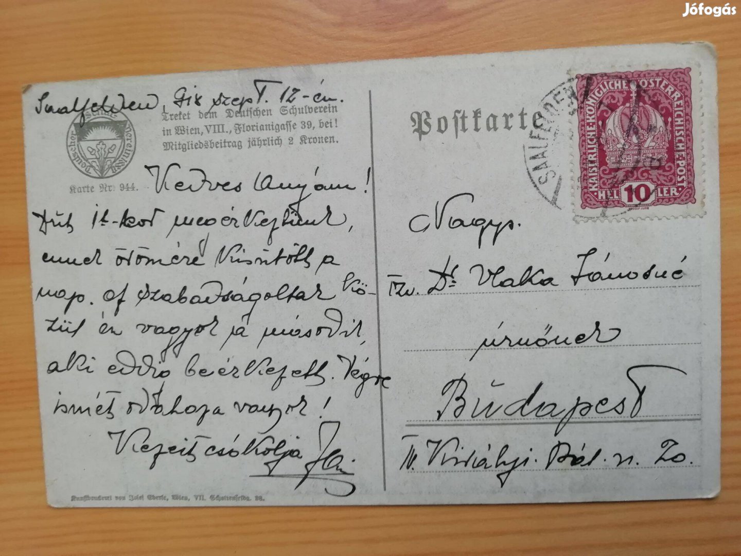 Régi Osztrák képeslap Budapestre