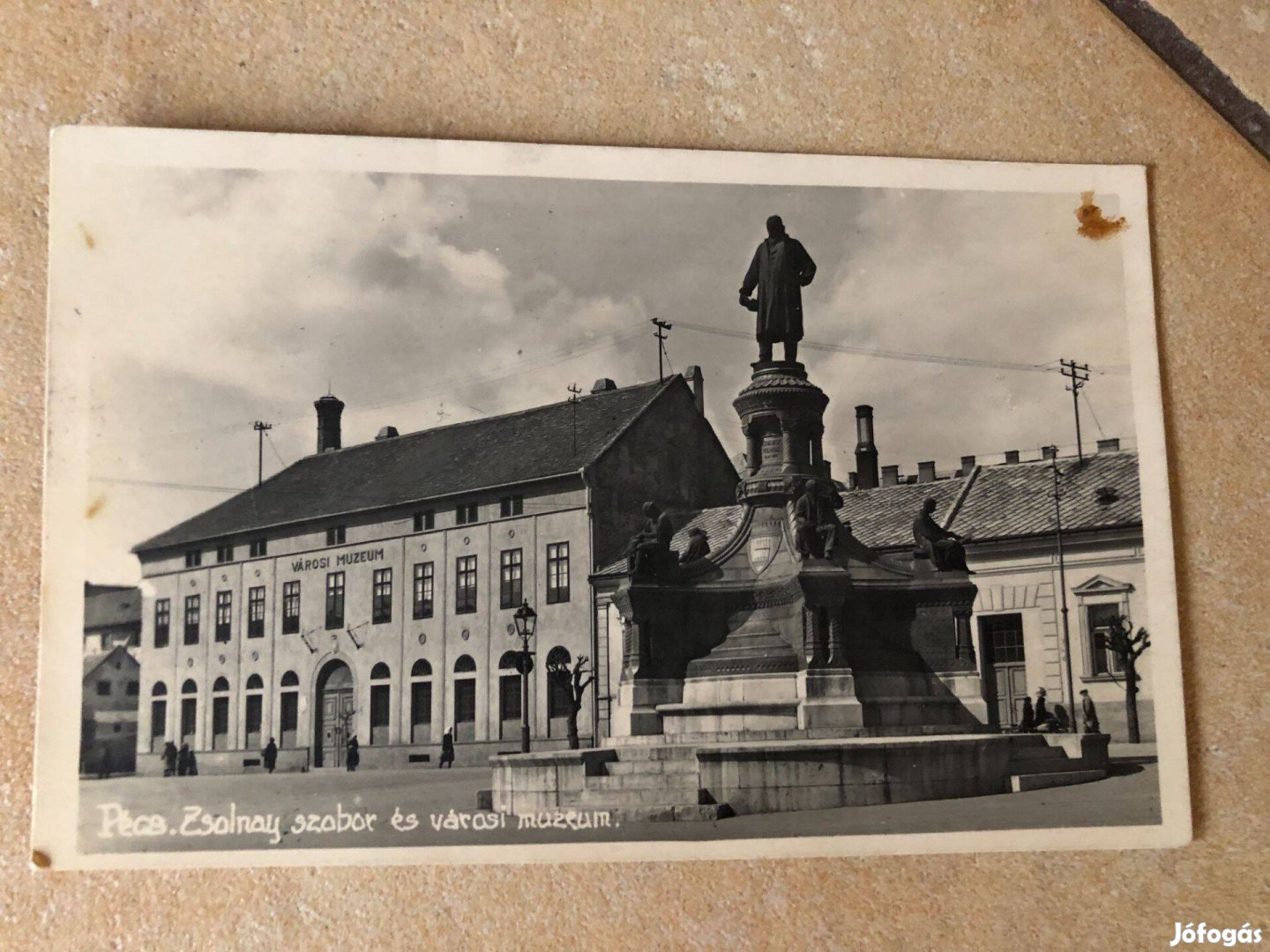 Régi Pécs Zsolnay szobor képeslap