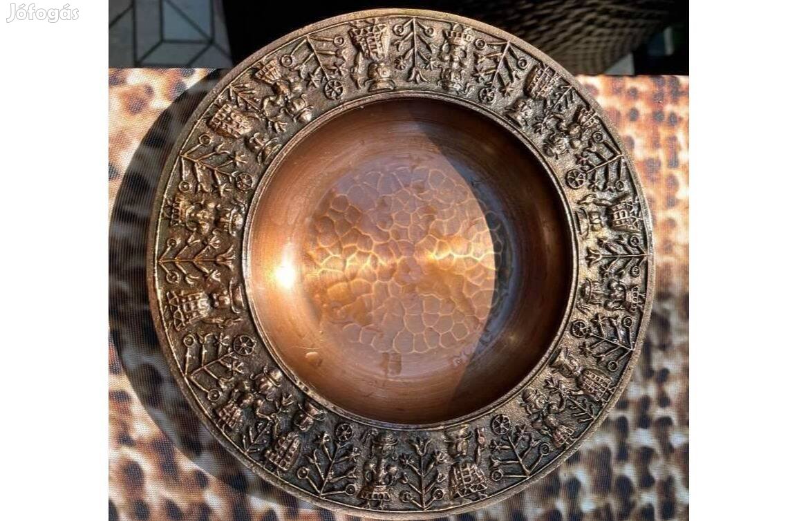 Régi Szilágyi Ildikó ötvösművész bronz fali dísz tál tányér