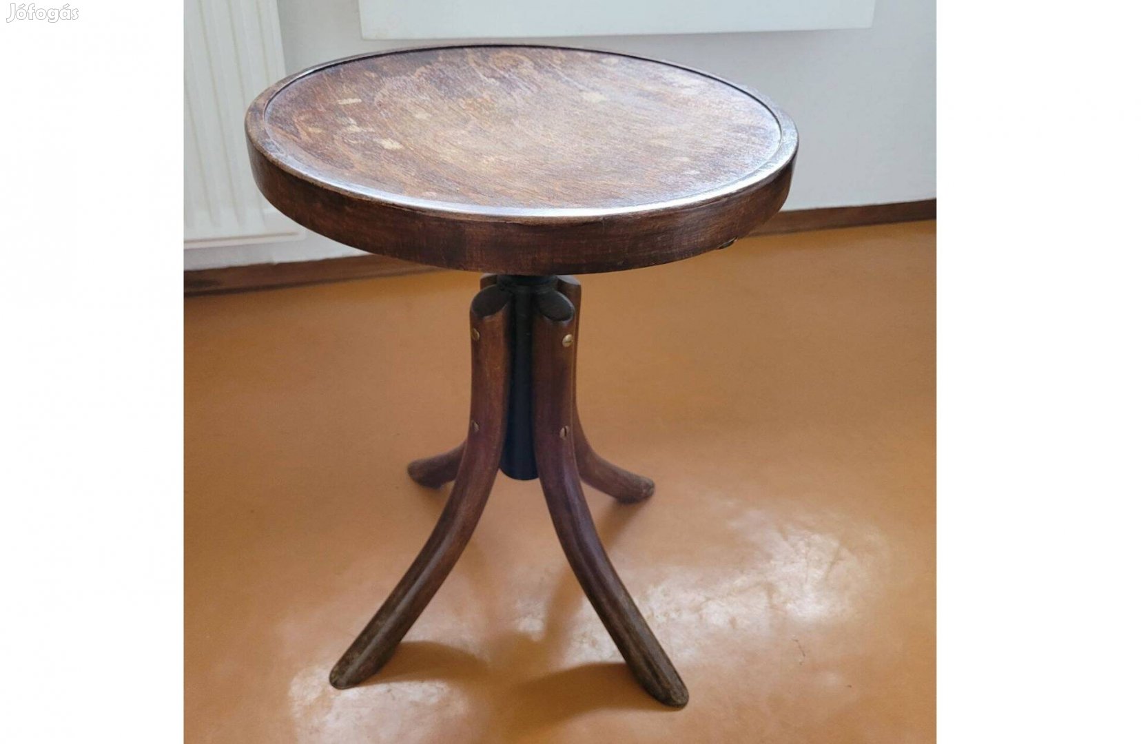 Régi Thonet tömör fa zongoraszék, barna