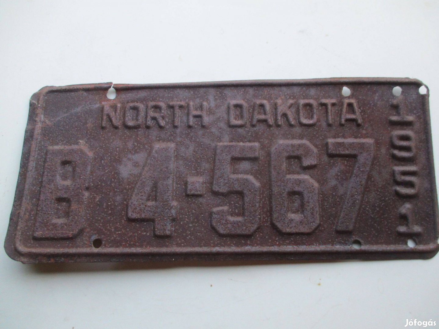Régi USA rendszám 1951-es North Dakota államból eladó!