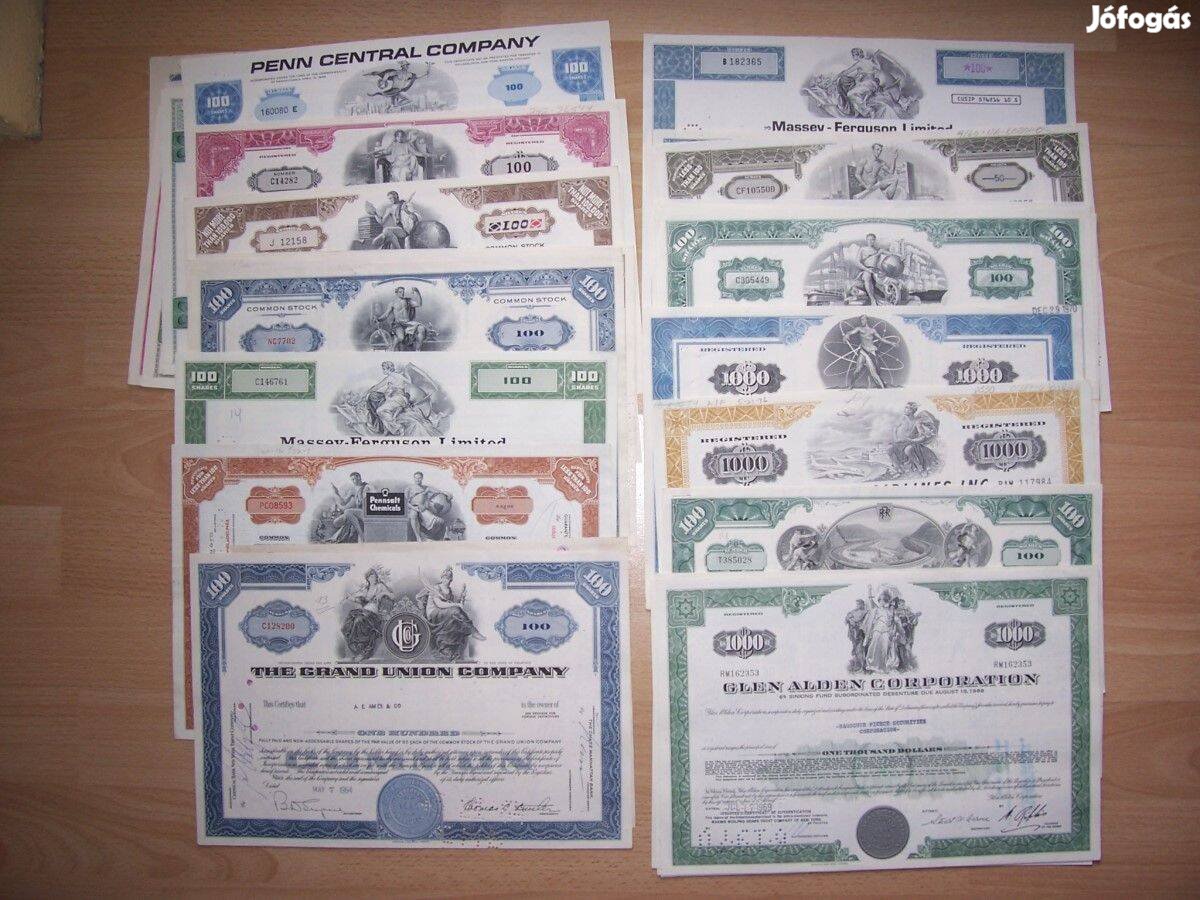 Régi USA részvények 28 db