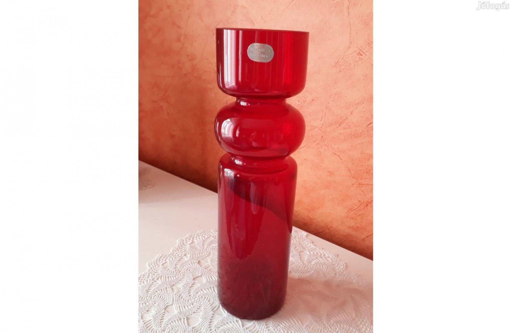 Régi, Amfórás hibátlan iparművészeti, üveg váza