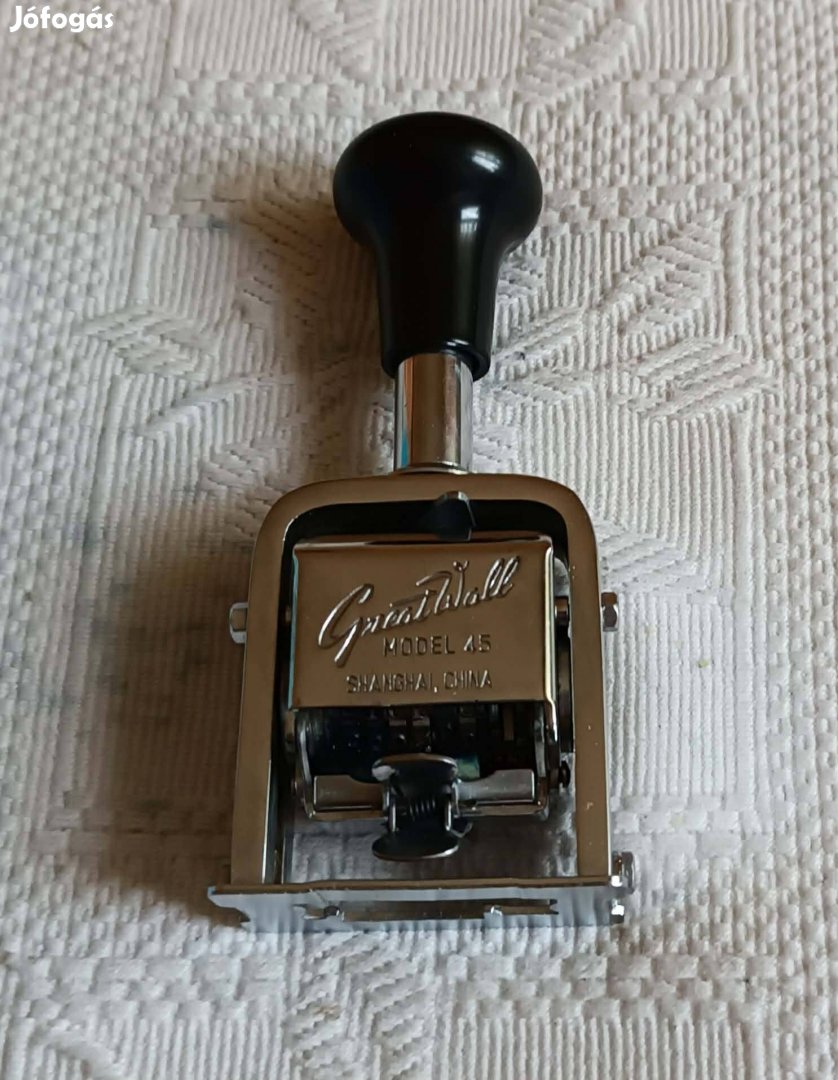 Régi Great Wall Shanghai No. 45 Kézi Fém Számozó Gép Szám