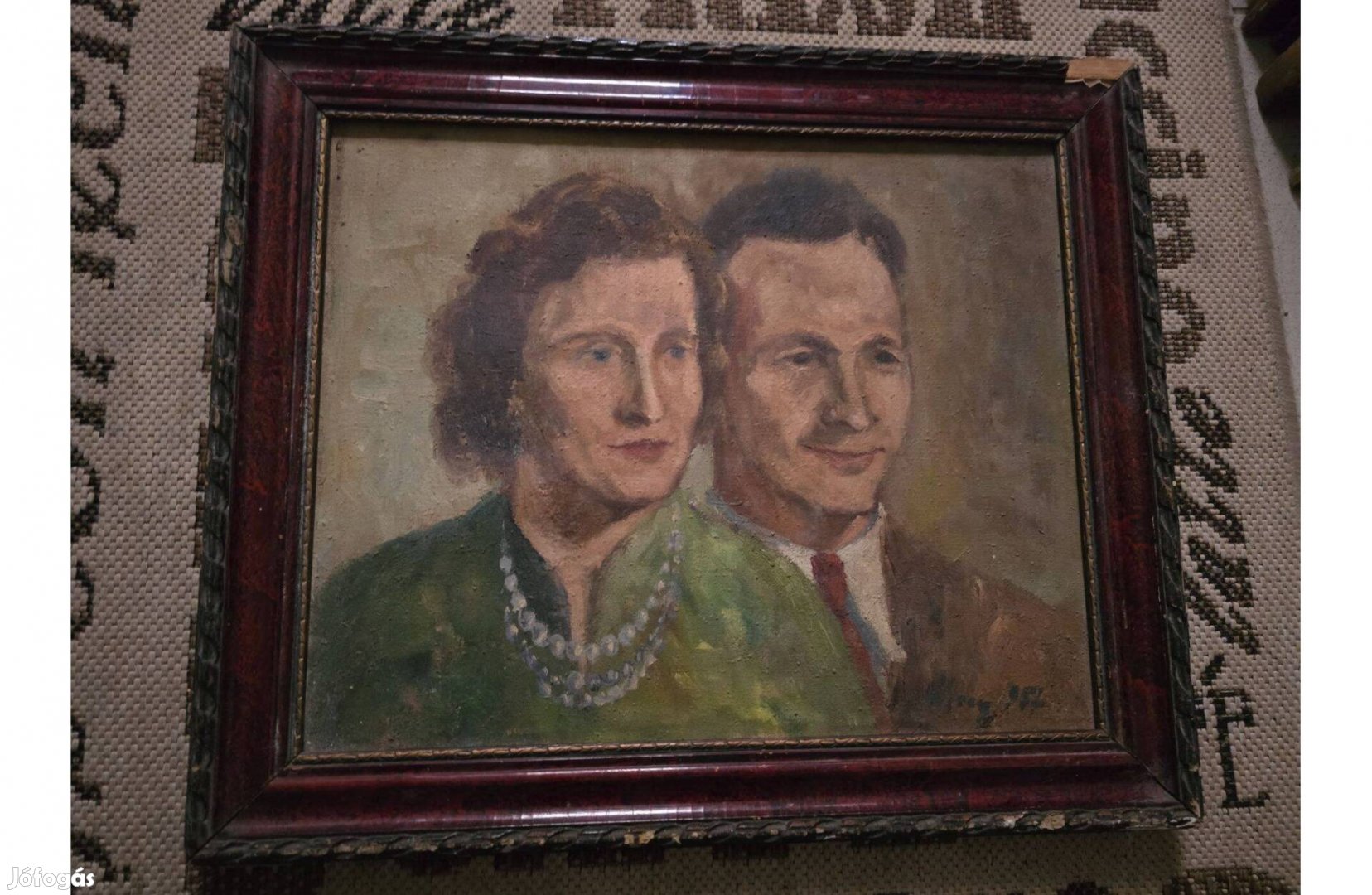 Régi, antik szignozott festmény, 51x43 cm