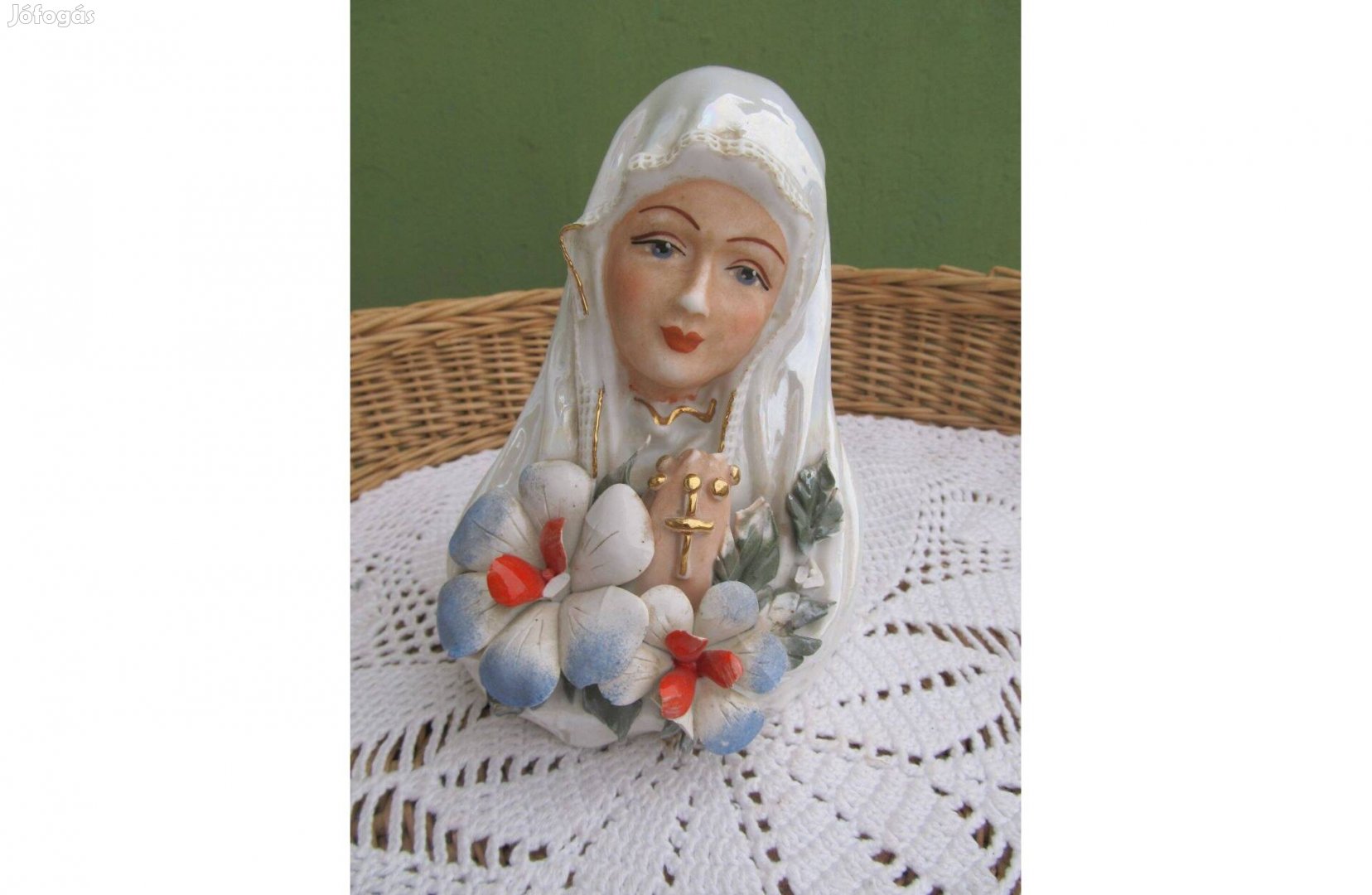 Régi, biszkvit porcelán Madonna