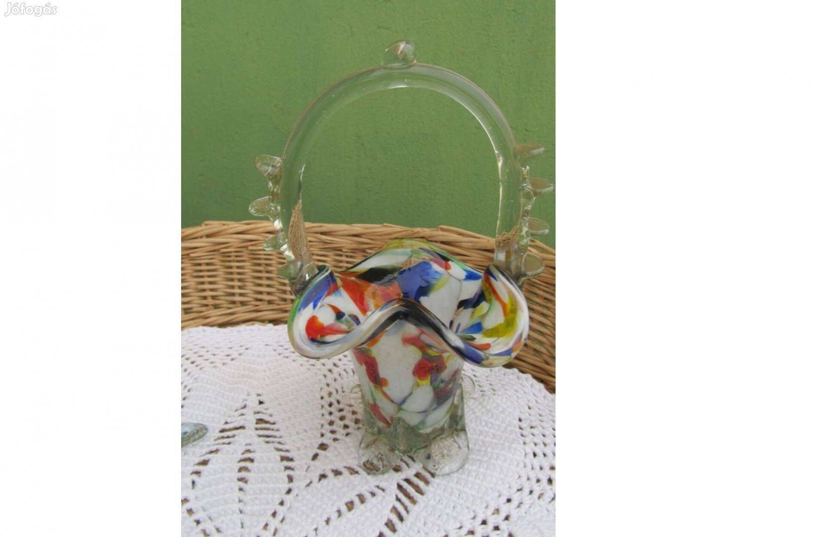 Régi, hutaüveg kosár