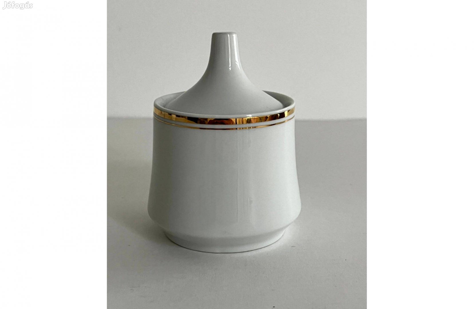 Régi, retro Alföldi porcelán, aranyszegélyes cukortartó
