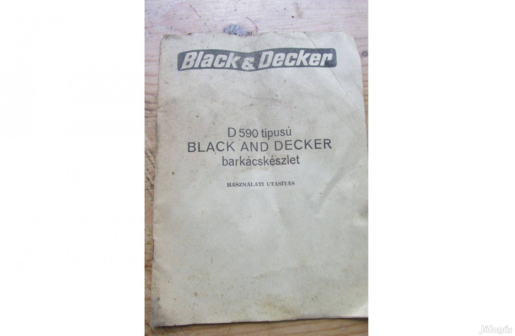Régi, retro Black&Decker (kék) D 590 típusú barkácskészlet papírja