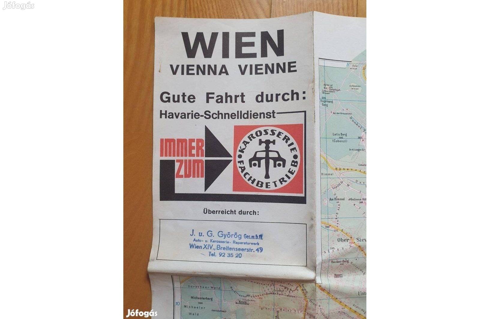 Régi, retró Wien Bécs város térkép