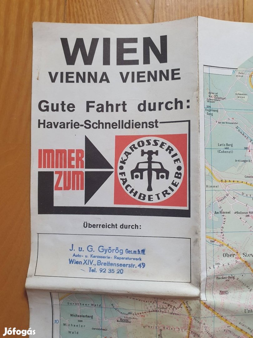 Régi, retro Wien Bécs város térkép