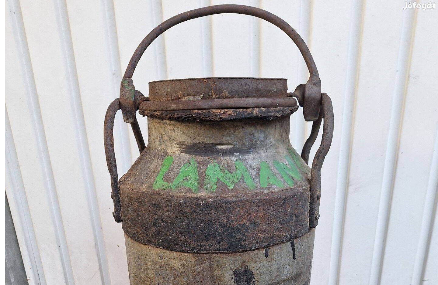 Régi, retro, eredeti nagyméretű fém kanna, tejeskanna (4.) dekoráció