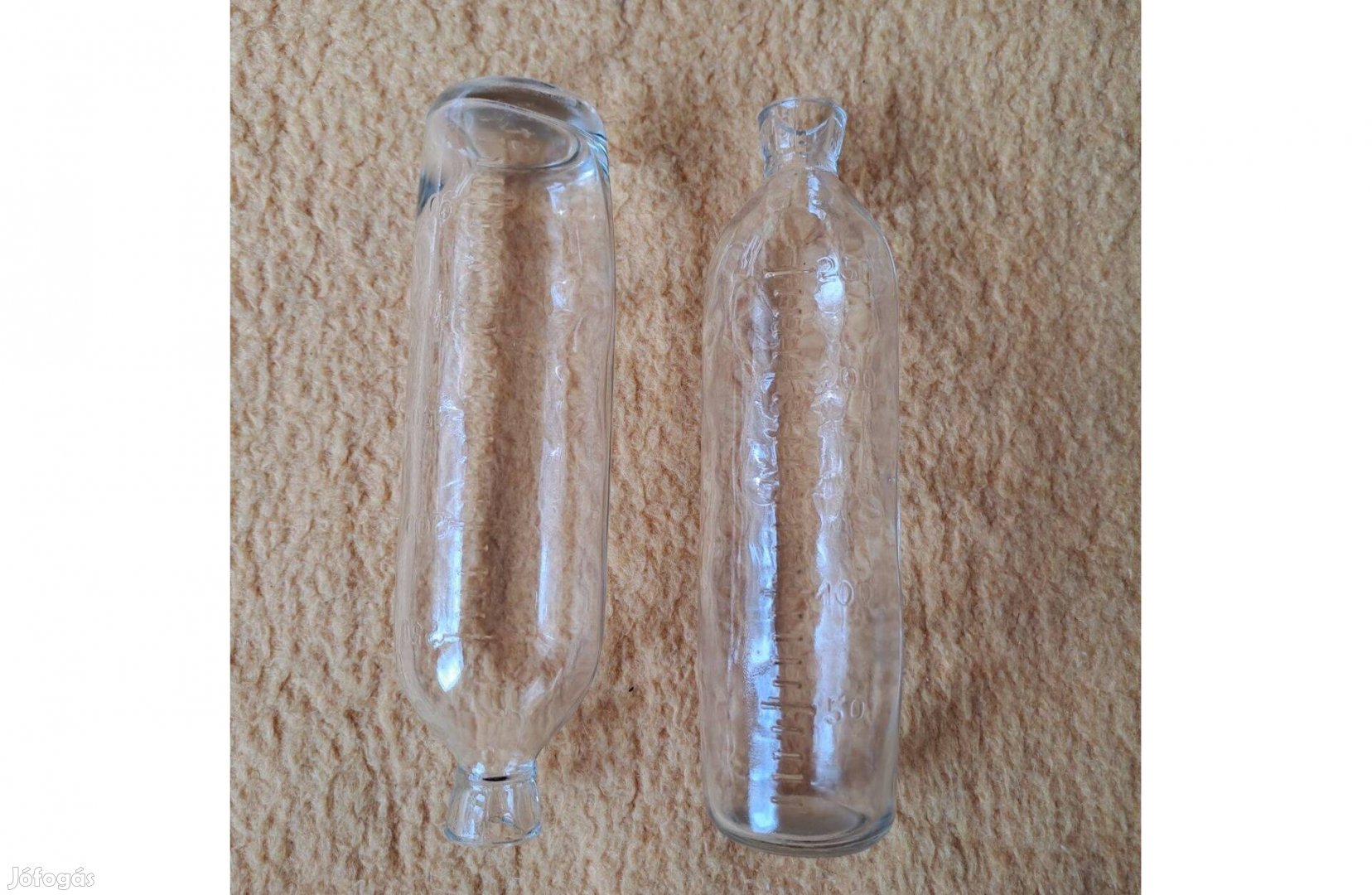 Régi, retro cumisüveg cumi nélkül - 250 ml, fehér üveg - 2 db