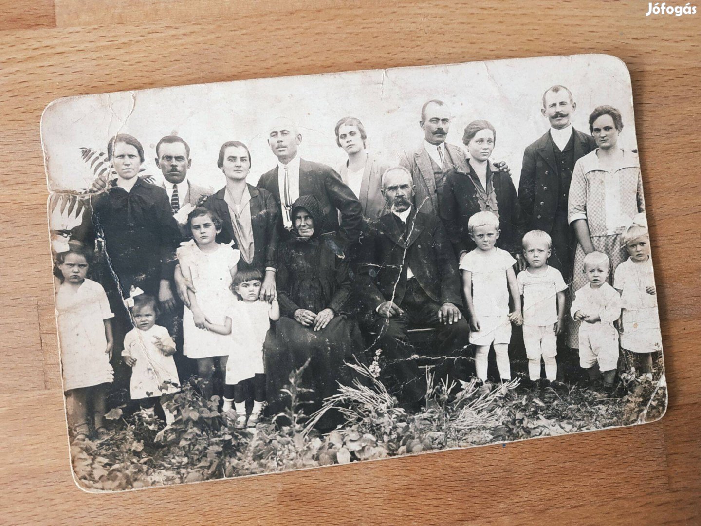 Régi, vintage, fekete-fehér családi fotó, képeslap "Fiumei u 3"