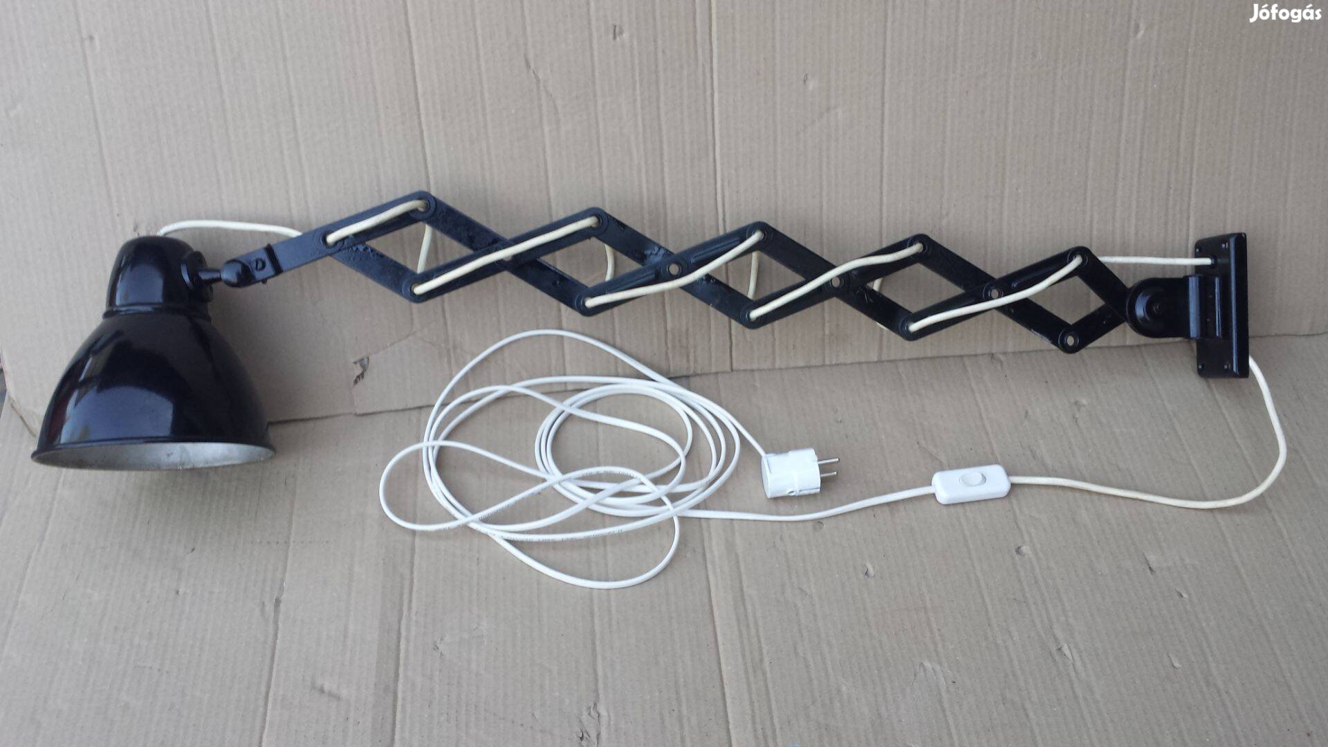 Régi antik felújított harmonika ipari fali lámpa műhelylámpa design