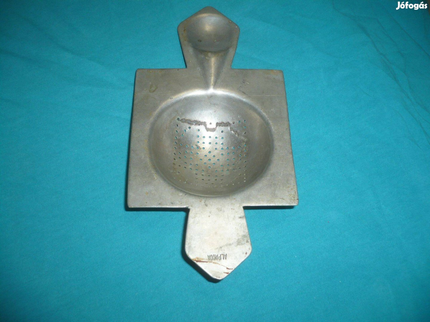 Régi art deco alpakka teaszűrő