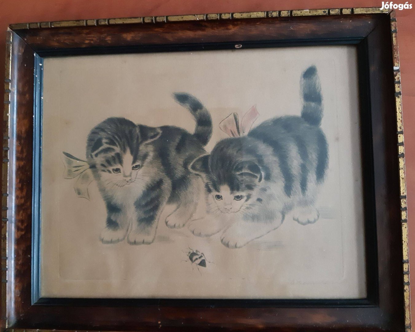 Régi cicás kép 26,5 cm X 21,5 cm eladó Vecsésen !!!!