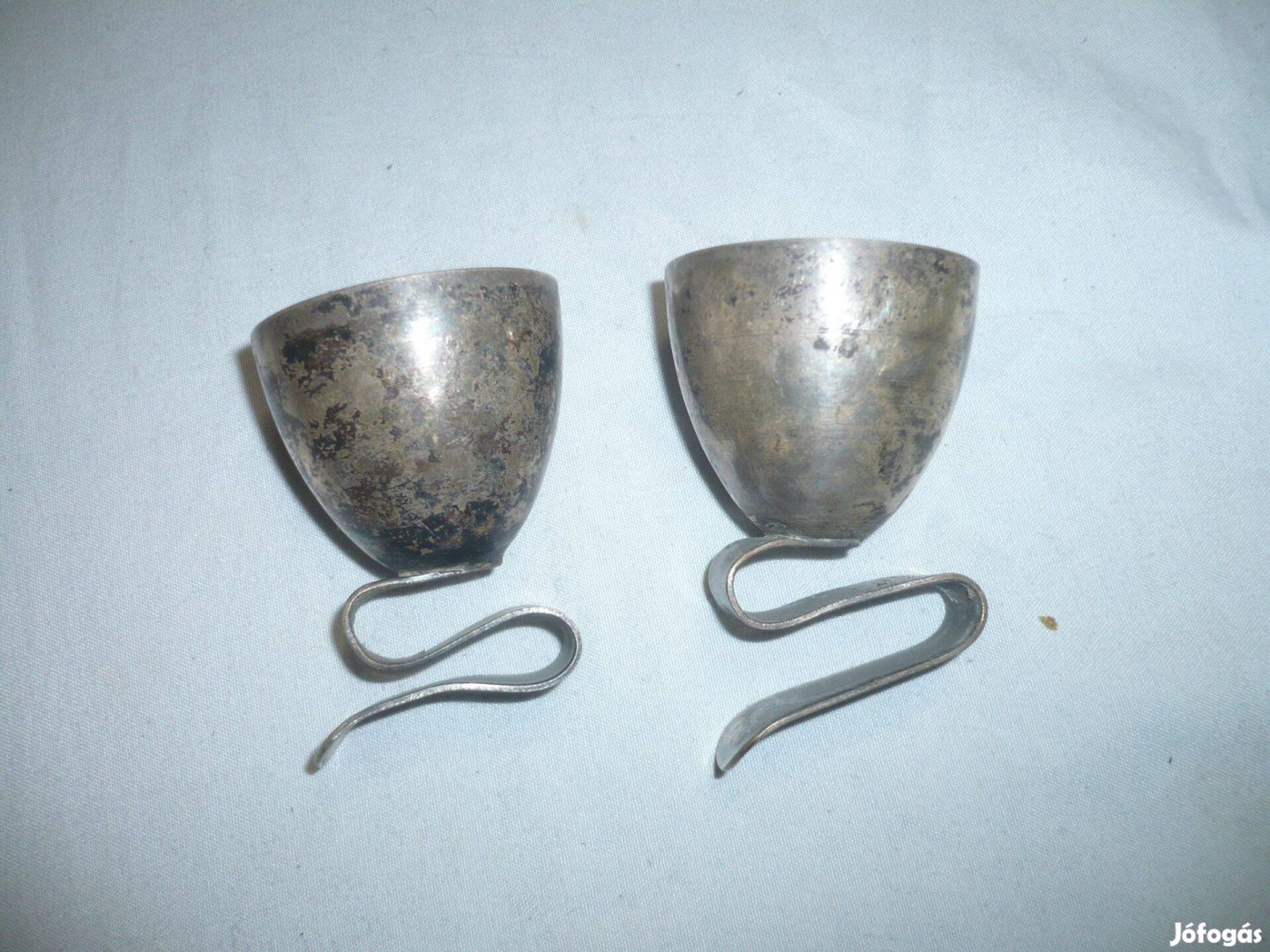 Régi ezüstözött csiptetős fém pohár 2db