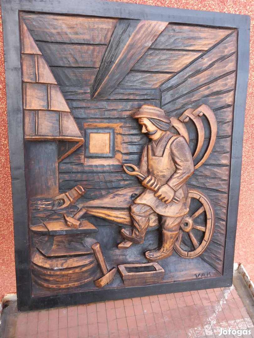Régi faragott 3 D falikép 30x40cm