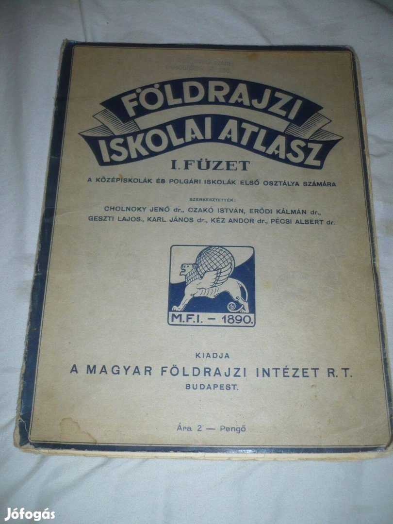 Régi földrajzi iskolai atlasz térkép horthy kor irredenta