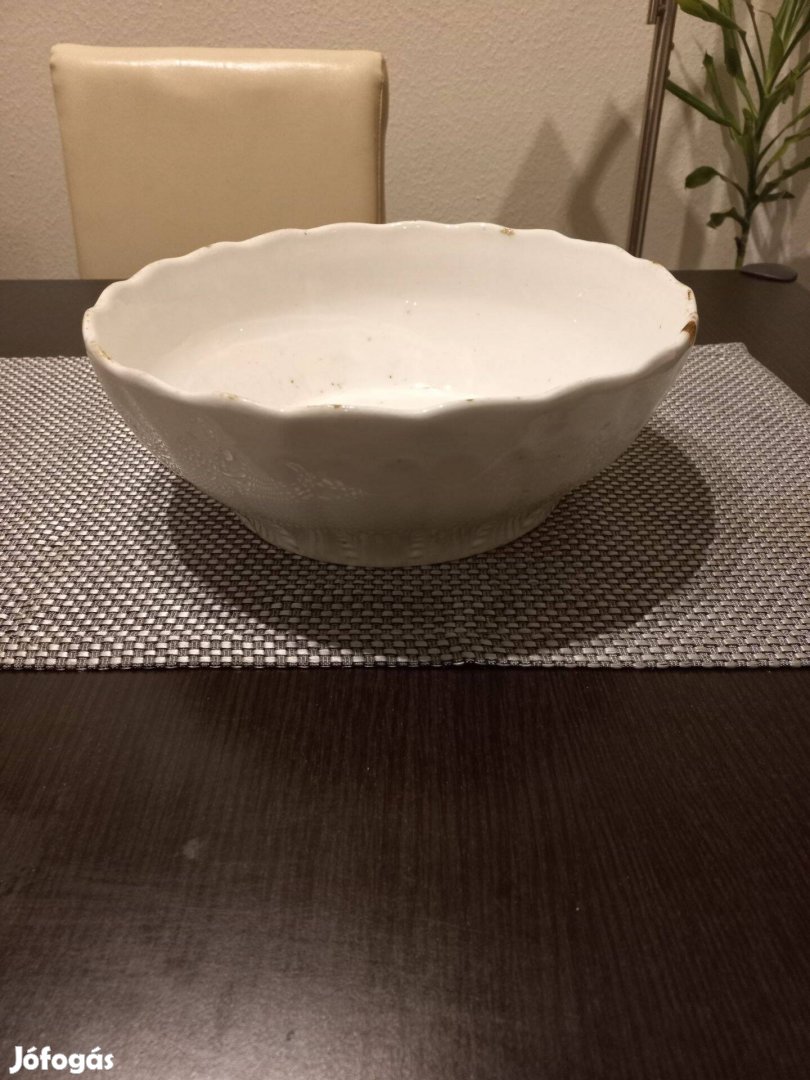 Régi formajelölt sorszámozott Zsolnay porcelán komatál pörköltes tál