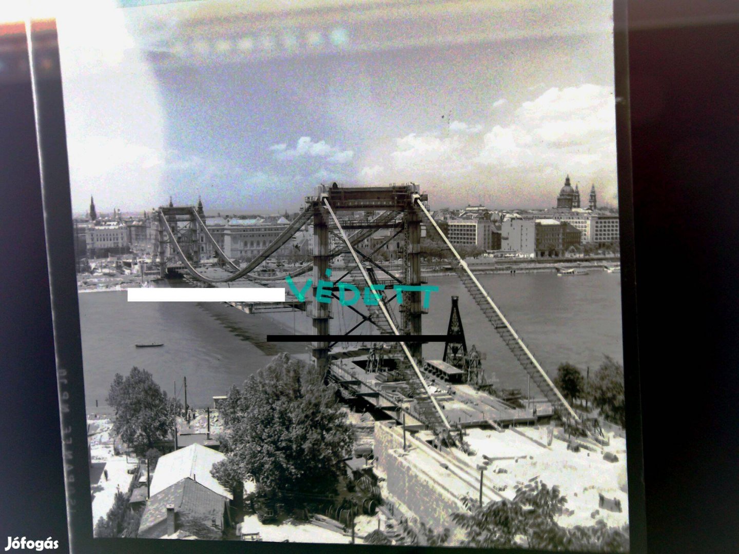 Régi fortepán minőségű kategóriájú egyedi fotók Erzsébet-híd építésről