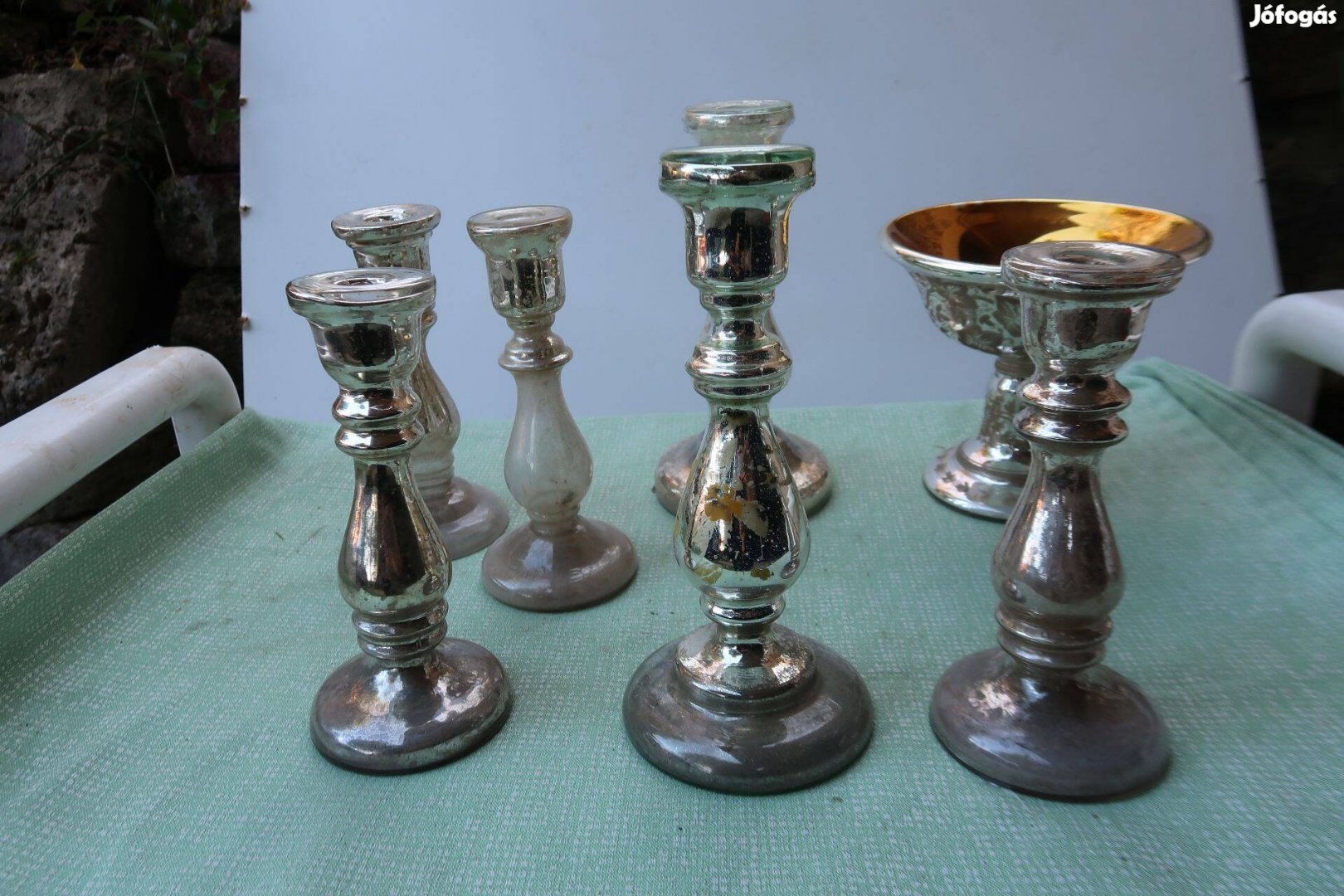 Régi fújt űveg gyertyatartók