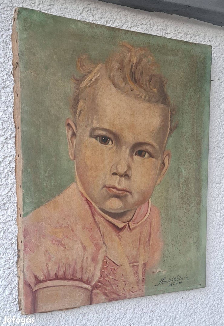 Régi gyerek portré festmény 50 es évek.50x40 cm