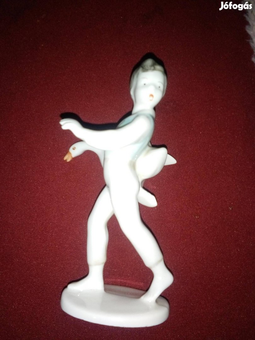 Régi hollóházi porcelán ludas matyi szép állapotú