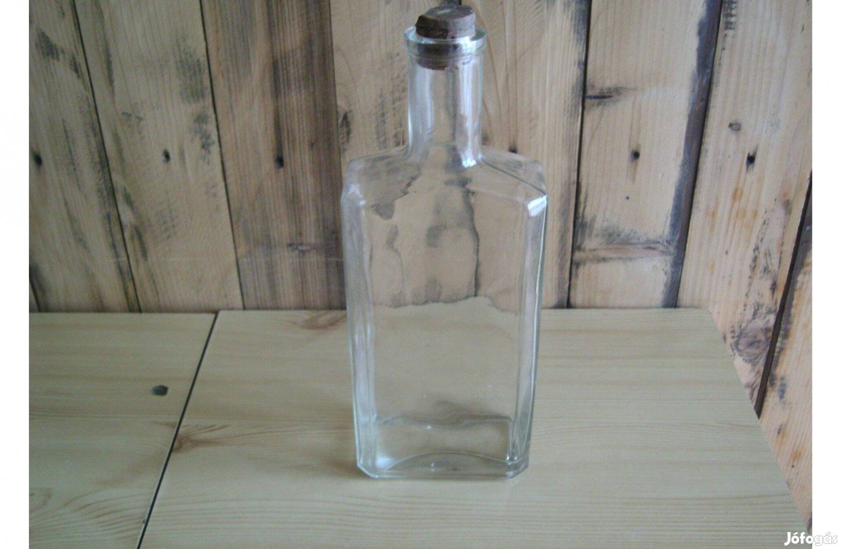 Regi italos üveg, szögletes vastagüveg, 1 L-es. 28x12x6 cm