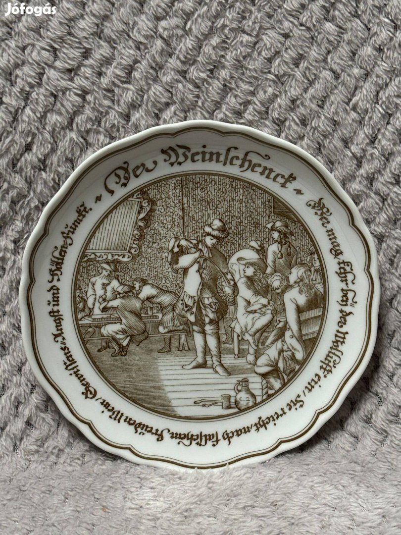 Régi jelenetes Hutschenreuther porcelán falitányér, falikép