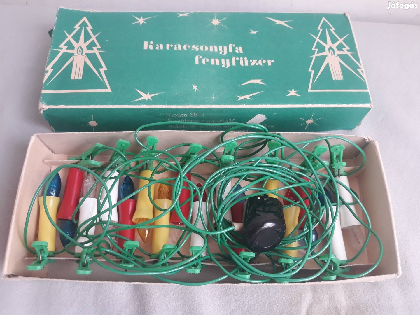 Régi karácsonyi égősor eredeti dobozában
