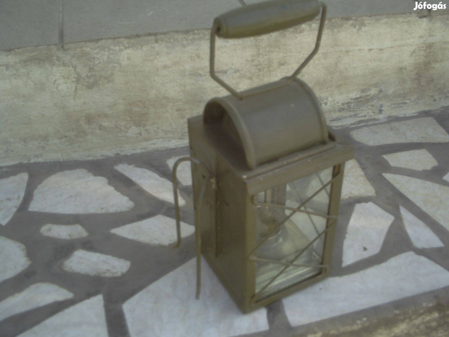 Régi katonai vagy vasutas hordozható petróleumlámpa