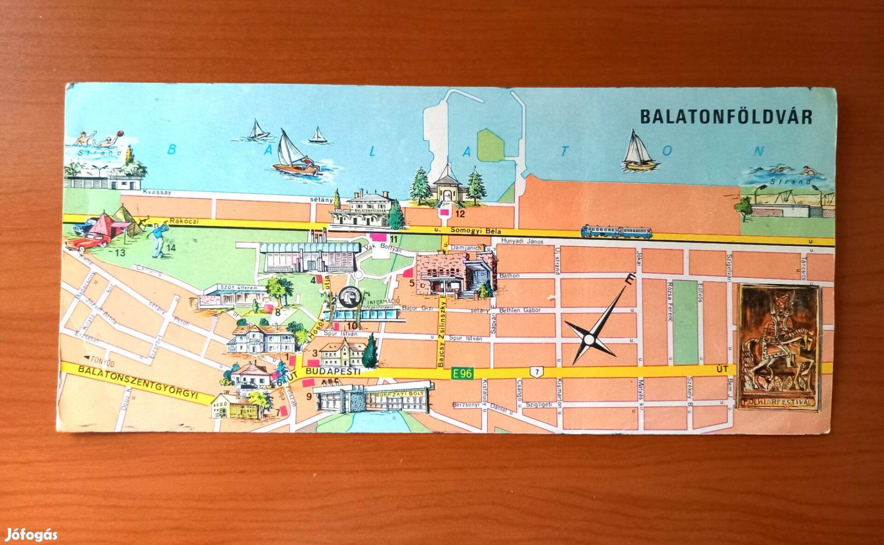 Régi képeslap, térképes Balatonföldvár 1971